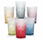 Set Of 6 Colored Drinking Glasses  13oz Colorful Glass Cups For Home Bar