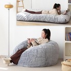  Convertible Bean Bag  Traditional Foam Bean Bag Open Up To Lounger  Large Grey