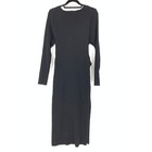 Good American Women s Sz 5 Us 2x Bodycon Midi Sweater Dress Side Slits Black Nwt