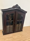 Vintage Curio Wall Hanging Curved Glass Cabinet Mirror Back Trinket Display Case