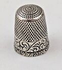 Antique Sterling Silver Stern Bros  Scroll Pattern Thimble Sz 9 No Mono
