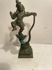 Antique Exotic India  Art  Bronze Statue  Of Kalinga Krishna Hindu God Rare 12
