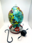 New Glass Hummingbird Bird Feeder 9  Hand Blown Art Glass Perch Flower Outdoors