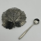Vintage Clay Company 2005 Usa Pewter Metal Dish Leaf Spoon Salt Spices Trinkets
