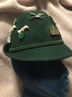 Vtg Green Swiss Alpine German Austrian Oktoberfest Hat 10 Vtg Township Pins
