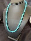 Blue Turquoise 8 Mm Navajo Sterling Silver Necklace 18    10680
