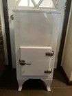 Antique Ice Box Refrigerator White Metal Lined Vintage Icebox