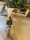 Vintage Porcelain White Cow Creamer Hand Painted W  Pink Flowers   Yellow Bell