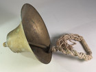 Antique Art Deco 1930s Brass Nautical Ship Bell On Woven Rope Nice Orig Patina