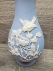 Vintage Jasperware Blue   White Bird Vase 8 1 2  Tall 