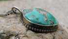 Native American Navajo Sterling Silver Turquoise Pendant W  Box Chain Necklace