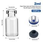 100pcs 2ml Gc Vials Borosilicate Glass With Ptfe silicone Septa   Aluminum Caps