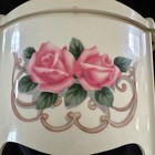 Vtg Ivory Powder Puff Box Vanity Plastic Dresser Container Cosmetic Retro Roses