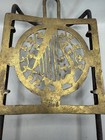 Rare Antique Brass Iron Fireplace Hearth Trivet With Harp Design 1800 s