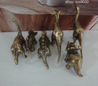 6pcs Vintage Solid Brass Dinosaurs Figurines Miniature Sculptures   Gift Box