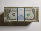 Vintage Lucite Paperweight  500 Us One Dollar 1969 Series B Bills Pop Art 