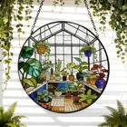 Suncatcher Stained Glass Greenhouse Garden Suncatcher Window Hanging Plant Lover