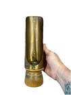 Vtg Copper Chamber Candlestick Holder Wood Base Black Cast Iron Handle Shield  2