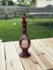 Antique Egermann Ruby Red Cut To Clear Decanter Bohemian Czech Glass Tall 12   