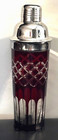 Vintage Mid Century Modern Ruby Red Glass   Chrome Martini   Cocktail Shaker