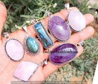 Quartz   Mix Gemstone 925 Sterling Silver Plated Wholesale Designer Pendant Lot