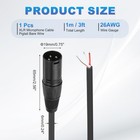 3feet Xlr Microphone Open End Cable  3pin Male Cable Pigtail Bare Wire  Black