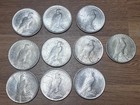 1921-1935 90  Silver Peace Dollars Lot Of 5 Uncirculated Mixed Dates       us