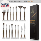 Oil Paint Brush Set  15pcs  Professional Paint Blending Brushes Natural Badger B