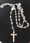 Antique Victorian Sterling Silver Quartz Rosary W  Mesh Bag     34 