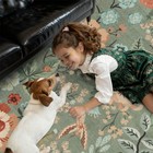 Vintage Floral Rug 8x10  Washable Sage Green Rug For Living Room  Kid   Pet F   