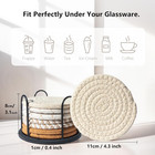 4 3 Inch Cotton Woven Coasters Set With Holder Absorbent Drink Pads 4 Colors