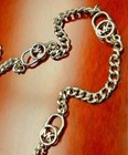Michael Kors Women Mk Round Logo Links Silver Metal Curb Chain Belt 