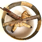Vintage Metal Push Pull Toy  Primitive Horse Wheel