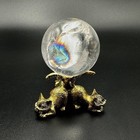 Vintage Inspired Brass Cat Sphere Stand 3 Kittens Crystal Ball Holder Gold Small