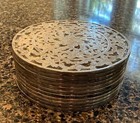 11 Rare Antique Webster Sterling Silver Over Glass Coasters Engraved