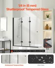 Bathtub Shower Door 51 In  W X 56 In  H Frameless Foldable Tub Shower Doors