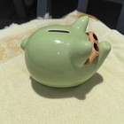 Vintage Piggy Bank Pig With Glasses Green No Brand