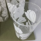Vintage 4 Lucite Plastic Beverage Drink Tumblers Floral White Tulips