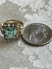 Antique Art Deco Solid 12k Yellow Gold Green Uranium Glass Ring Size 6 5 3 22 Gr