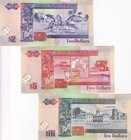 Belize Set 3 Pcs 2 5 10 Dollars 2020 2022 P 66 67 68 New Date   Sign Qeii Unc