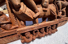 Antique Indian Architectural Carved Wood Sculpture Wall Panel 36 