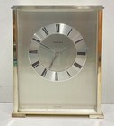 Tiffany   Co  Clock Silver Tone Roman Numerals Glass Case