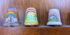 Vintage Lot Of 28 Collectible Unicorn rainbow Sewing Thimbles W display