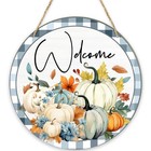 Pumpkin Fall Decorations For Home  Welcome Sign For Front Door Porch  
