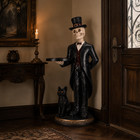 Halloween Skull Candle Holder With Glowing Green Eyes Gothic Skeleton Statue