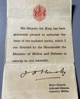 Canada Thank You Note War Medal Minister Of National Defence Appreciation Signed
