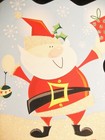 Vintage Christmas Greeting Card Smiling Santa Claus Holding Ornament   Gift