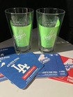     New  2  Budweiser La Dodgers Beer Bar Craft Pint Glasses    8  Coasters