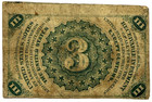 Fr  1226 Third Issue 3 Cents Washington Us Fractional Currency Note