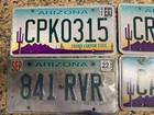 Four Arizona License Plates Embossed Cactus Sunset Graphic   One Without